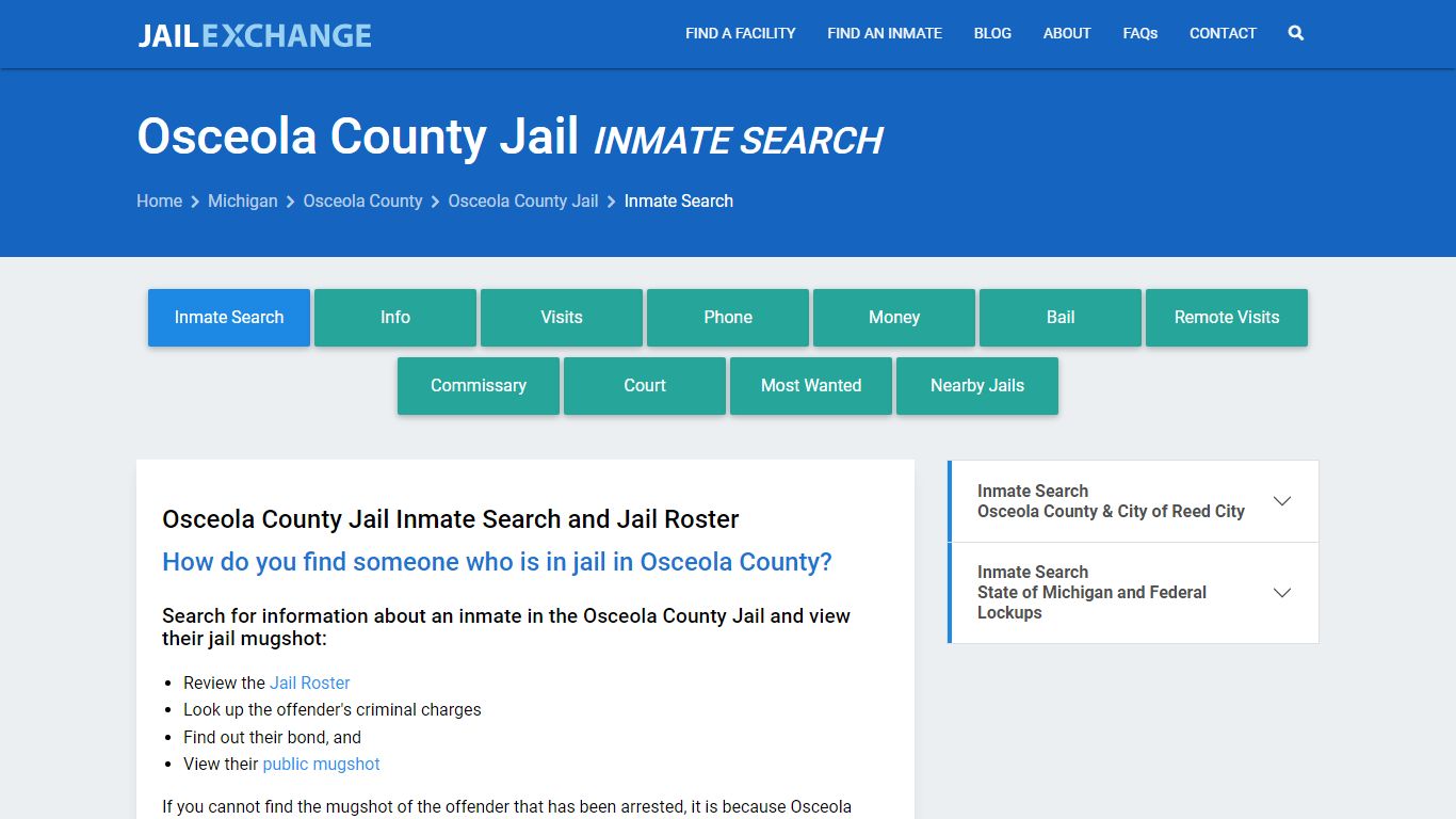 Inmate Search: Roster & Mugshots - Osceola County Jail, MI - Jail Exchange